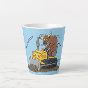 Caneca De Café Latte Cartoon buldozer engraçado