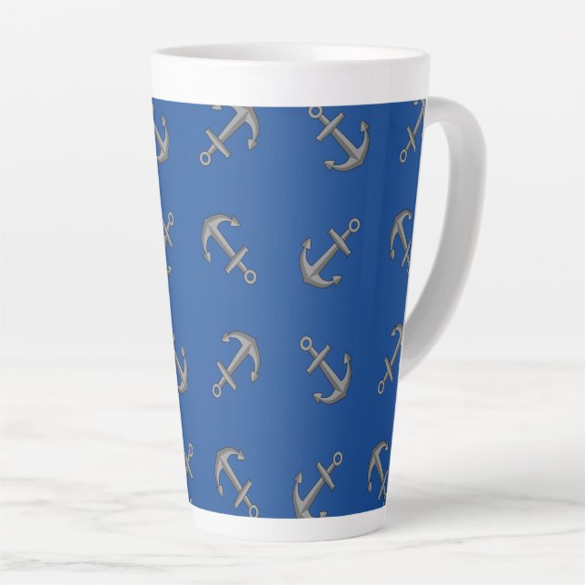 Caneca De Café Latte Cartoon de Âncora de Barcos (Ângulo direito)