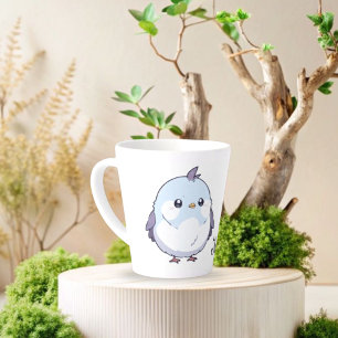 Caneca De Café Latte Cartoon de Aves Cute Kawaii Chubby - Pastel Adoráv