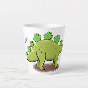 Caneca De Café Latte Cartoon de dinossauros de stegossauro engraçado