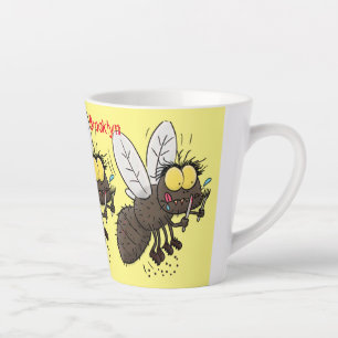 Caneca De Café Latte Cartoon de insetos com mosca espinhenta