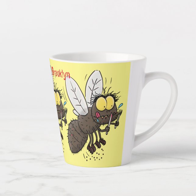 Caneca De Café Latte Cartoon de insetos com mosca espinhenta (Direita)