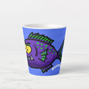 Caneca De Café Latte Cartoon de peixe Piranha