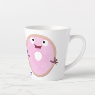 Caneca De Café Latte Cartoon de rosquinha rosa-claro e bonito