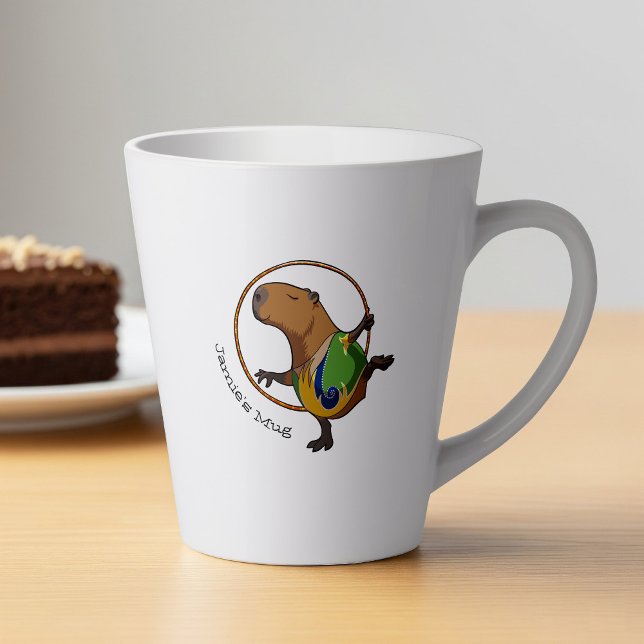 Caneca De Café Latte Cartoon Engraçado Rítmico da Gymnast Capybara Hoop (Criador carregado)