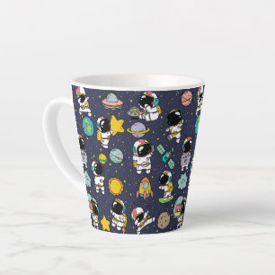 Caneca De Café Latte Cartoon espacial astronauta