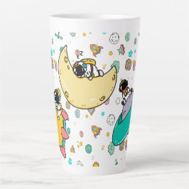Caneca De Café Latte Cartoon espacial astronauta