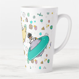 Caneca De Café Latte Cartoon espacial astronauta