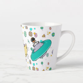 Caneca De Café Latte Cartoon espacial astronauta