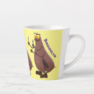 Caneca De Café Latte Cartoon feio e faminto