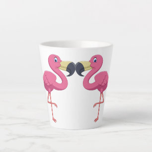 Caneca De Café Latte Cartoon Flamingos Personalize