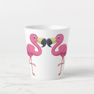 Caneca De Café Latte Cartoon Flamingos Personalize