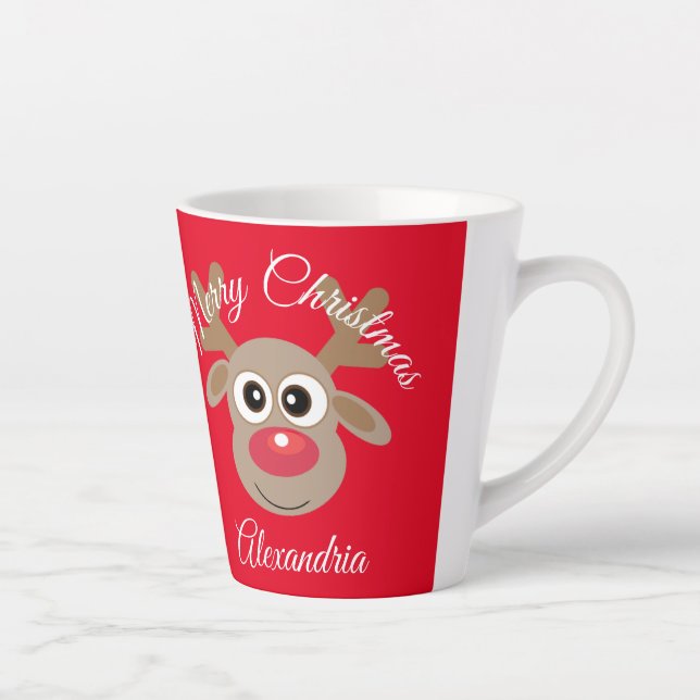 Caneca De Café Latte Cartoon Vermelho de Grafo de Natal (Direita)