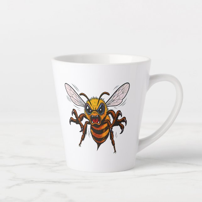 Caneca De Café Latte Cartoon Wasp Charge Bold Insect Art (Direita)