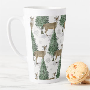 Caneca De Café Latte Casa de Férias de Natal com Veado de Cauda Branca
