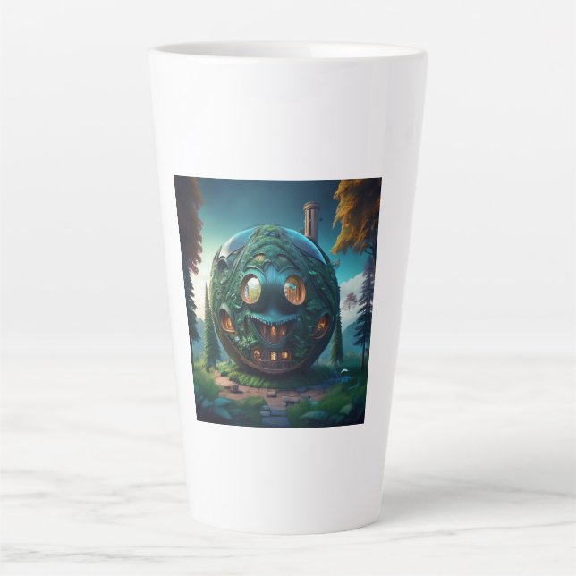 Caneca De Café Latte Casa Emoji Feliz (Frente)