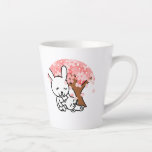 Caneca De Café Latte Casal de coelho de Sakura Tree Cute Kawaii<br><div class="desc">Coelhos bonitos de coelhinho de Casal Kawaii sob uma bela flor rosa sakura cerejeira.</div>