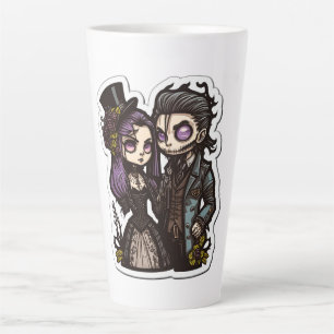 Caneca De Café Latte Casal de desenho gótico, pintura latente