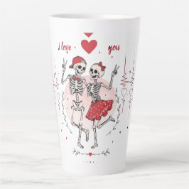 Caneca De Café Latte Casal de Esqueletos Engraçados Apaixonados