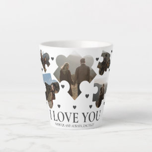 Caneca De Café Latte Casal de Quebra-cabeça de Amor Simples dia de os n