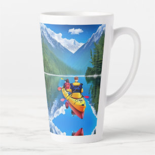 Caneca De Café Latte Casal em Kayak   Kayaking Themed