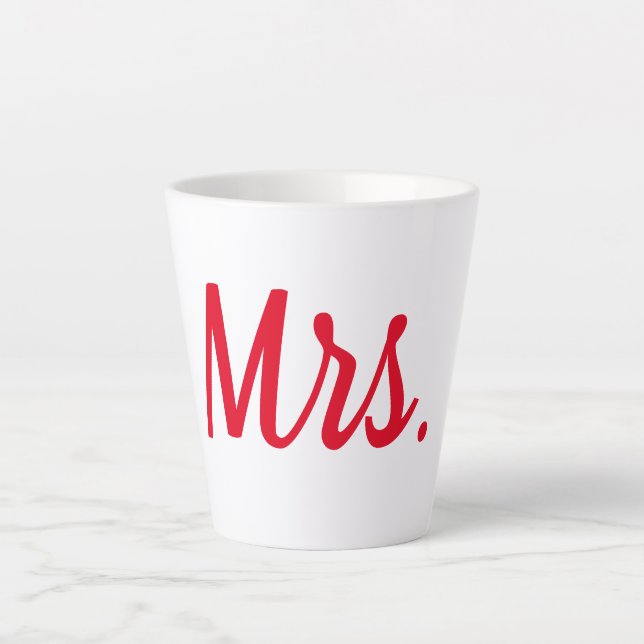 Caneca De Café Latte Casal Esposa Monograma Vermelho Personalizado (Frente)