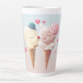 Caneca De Café Latte Casal sorvete - Amor no Primeiro Lick