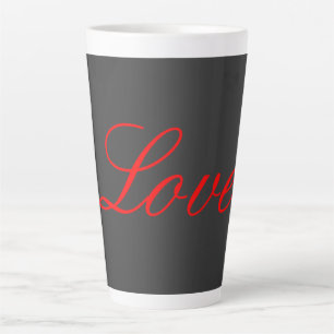 Caneca De Café Latte Casamento de Amor Vermelho com Cinza Trendy em Seg
