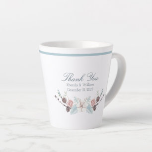 Caneca De Café Latte Casamento por Aquarela floral e Folhagem de invern