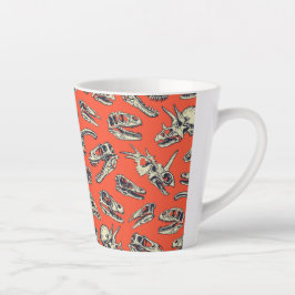 Caneca De Café Latte Cascas de Dinossauro Laranja e Marinho