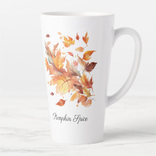 Caneca De Café Latte Cascata de Bordo Sopro de Outono, personalizado 