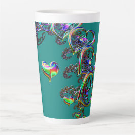 Caneca De Café Latte Cascata Etérea de Corações