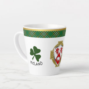 Caneca De Café Latte Cassidy Irish Shield & Tartan Personalizado