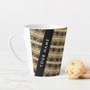 Caneca De Café Latte Castanho Arábico Grego, Seu Nome, Personalizar