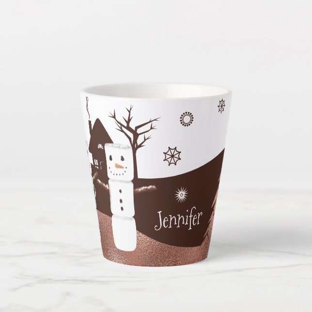 Caneca De Café Latte Castanho-chocolate Mugs de Natal personalizados (Frente)