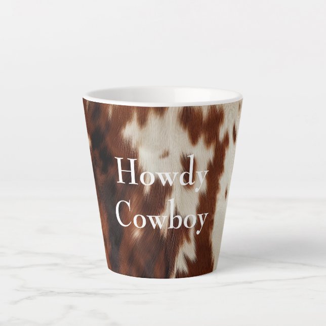 Caneca De Café Latte Castanho-Cream-Southwest Cowhide (Frente)