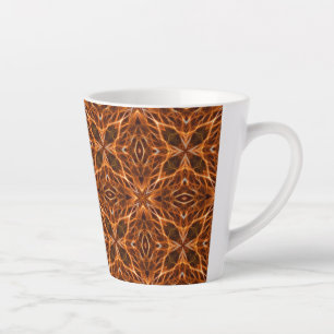 Caneca De Café Latte Castanho Kaleidoscope Mandala Padrão