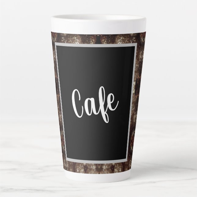 Caneca De Café Latte Castanho Moderno E Dourado (Frente)