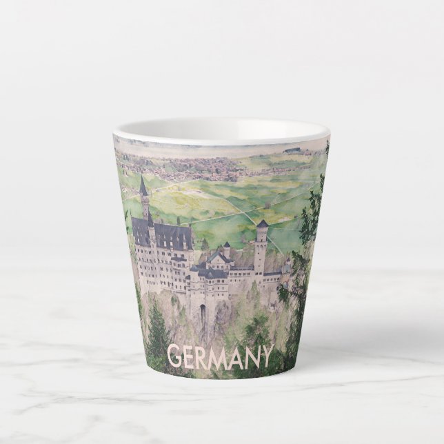 Caneca De Café Latte Castelo de Retro Neuschwanstein na Alemanha (Frente)
