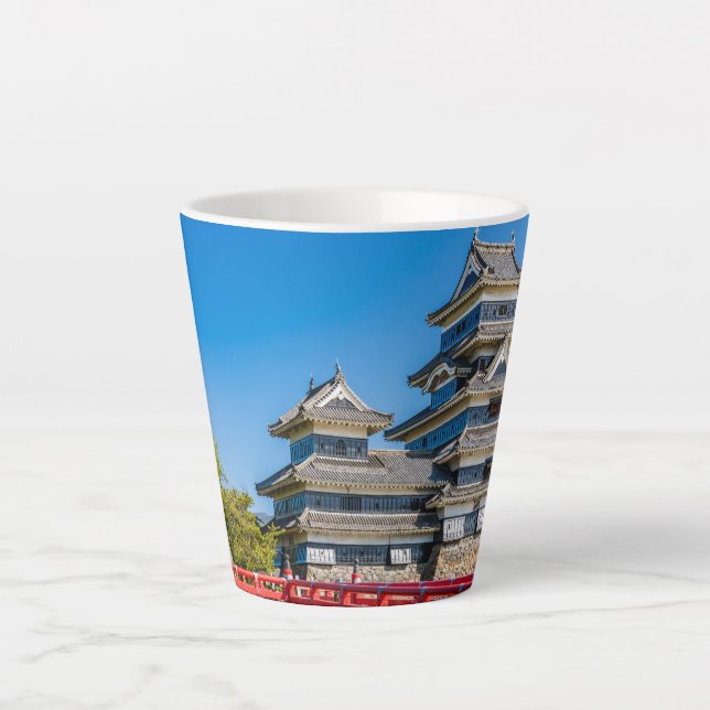 Caneca De Café Latte Castelo Matsumoto e ponte (Frente)