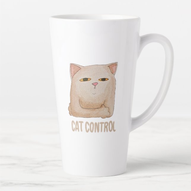 Caneca De Café Latte Cat Control (Direita)