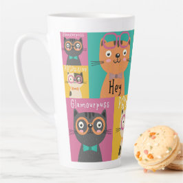 Caneca De Café Latte Cat Diz Ei Memes Engraçados