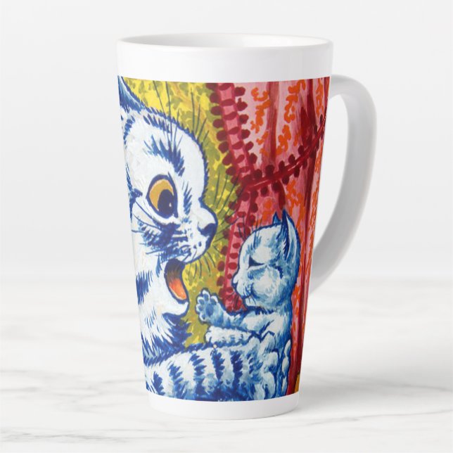 Caneca De Café Latte Cat e seus gatinhos (Ângulo direito)