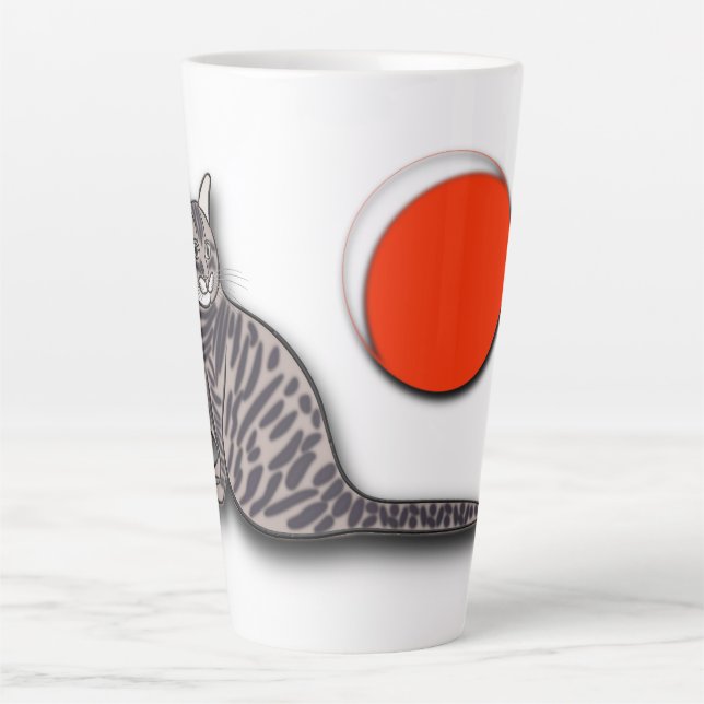 Caneca De Café Latte Cat encontra a lua completa (Frente)