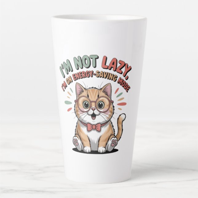 Caneca De Café Latte Cat in Energy Saving Mode (Frente)