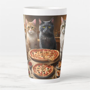Caneca De Café Latte Cat Pizza Night,