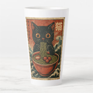 Caneca De Café Latte Cat Ramen Japonês Engraçado Gráfico Kawaii