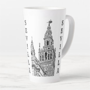 Caneca De Café Latte Catedral de Giralda Sevilha. Andaluzia, Espanha.