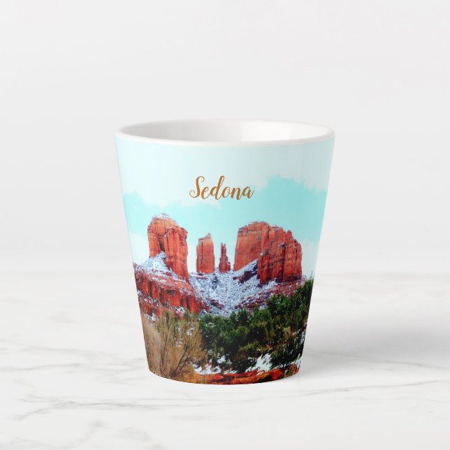 Caneca De Café Latte Catedral Rock Sedona Thunder Cove (Frente)