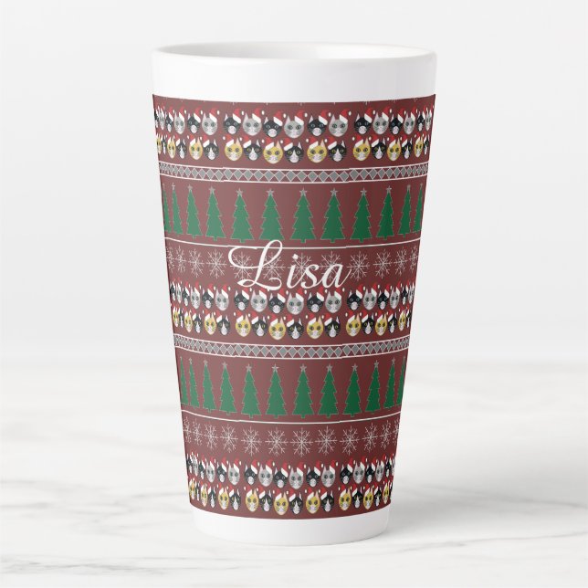 Caneca De Café Latte Cats Christmas  (Frente)